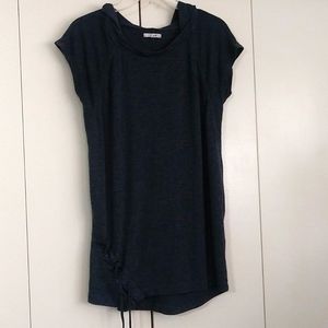 Womens short sleeve hoodie dark grey